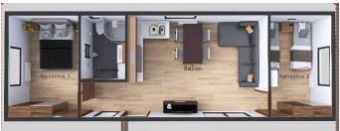 Husbil FAMILY 4x12 48m2 Plan med visualisering